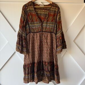 Tree of Life Floral Bohemian Long Sleeve Dress